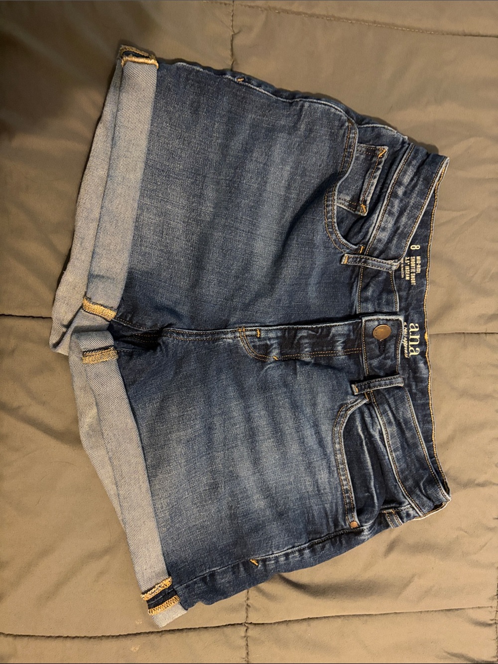 a.n.a Medium Blue Rolled Hem Denim Shorts